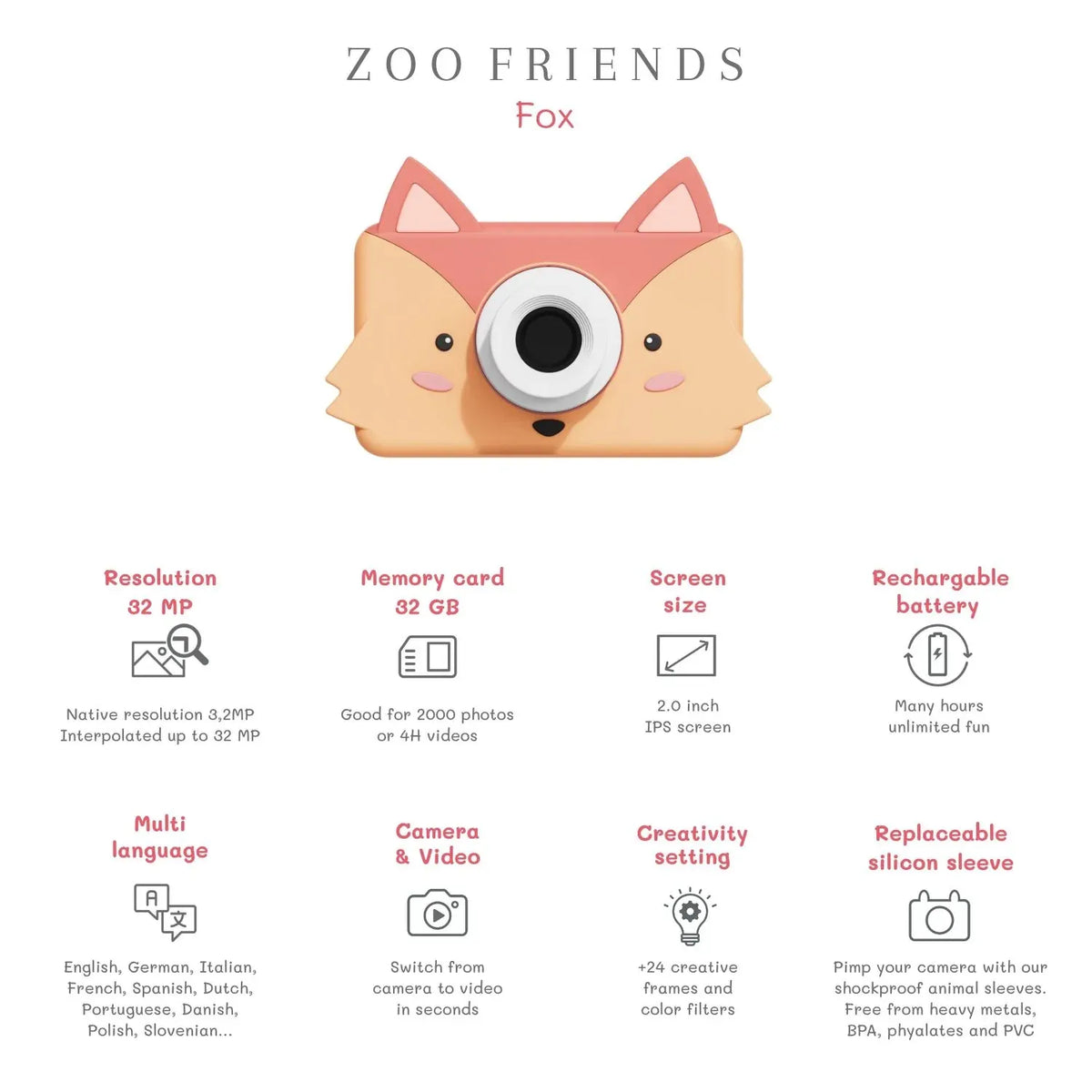 Kinder-Kamera C1 - Zoo Friends Fuchs - nila kids