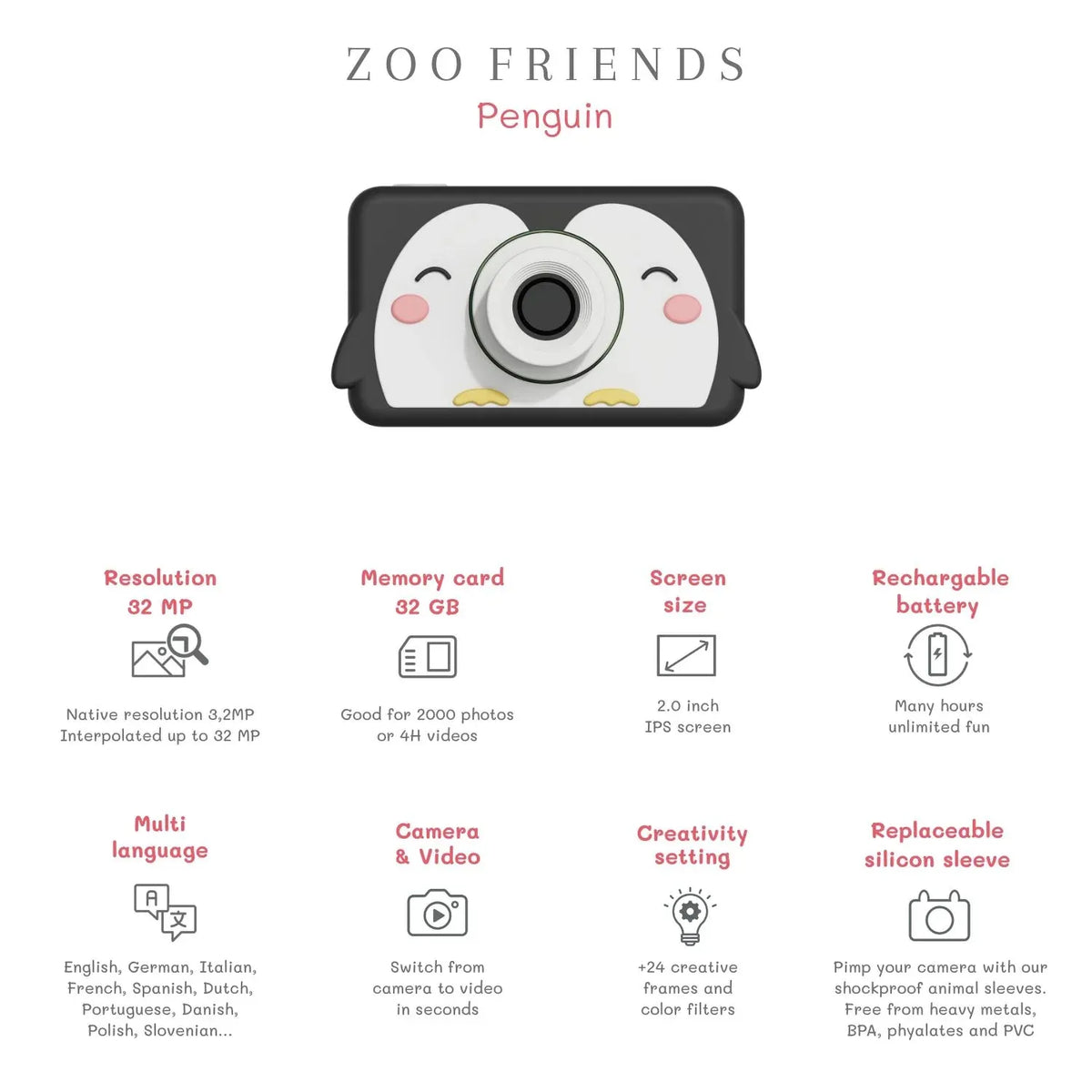 Kinder-Kamera C1 - Zoo Friends Pinguin - nila kids
