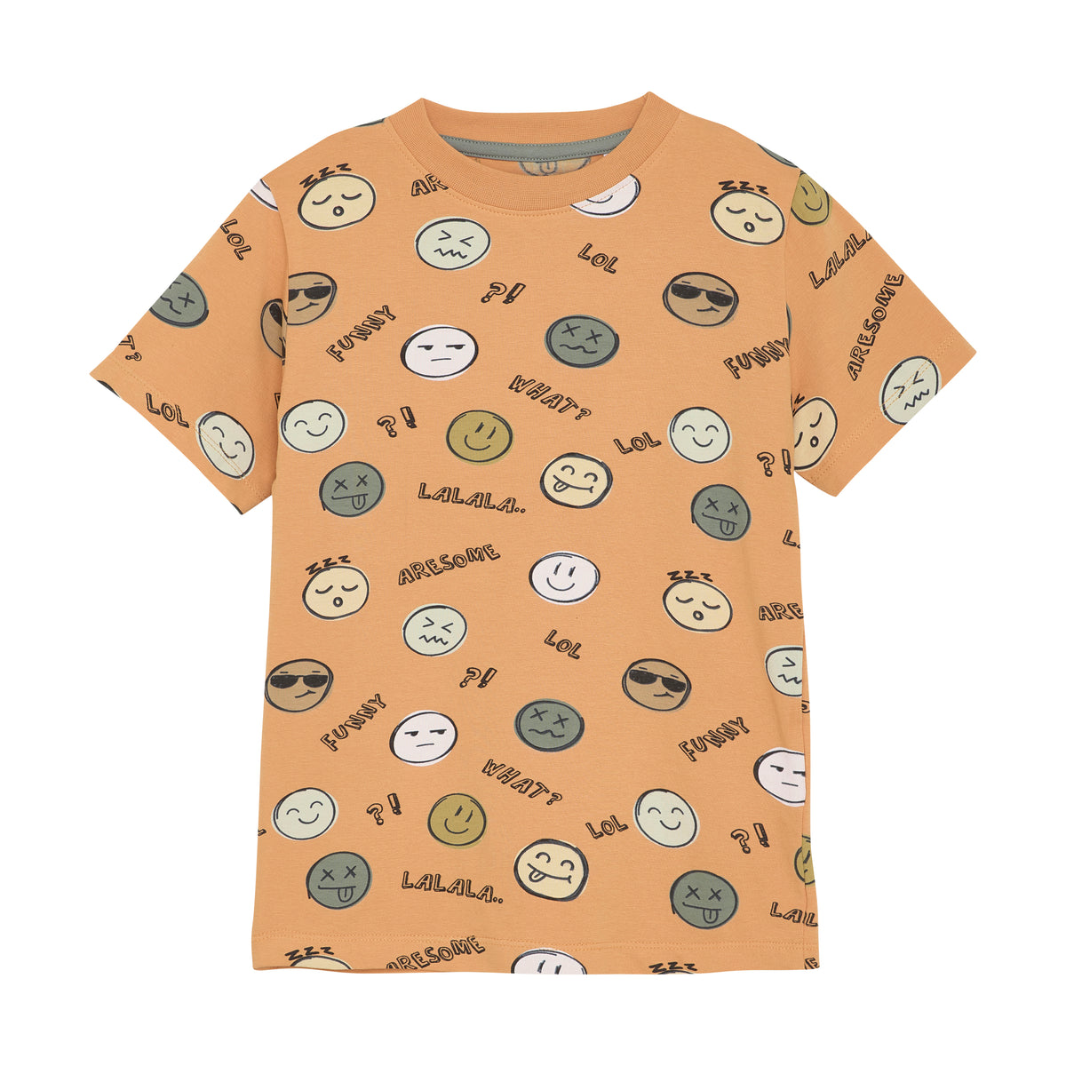 T-Shirt „Smiley“ – Fröhlicher Allover-Print | 95 % Baumwolle, 5 % Elastan - nila kids