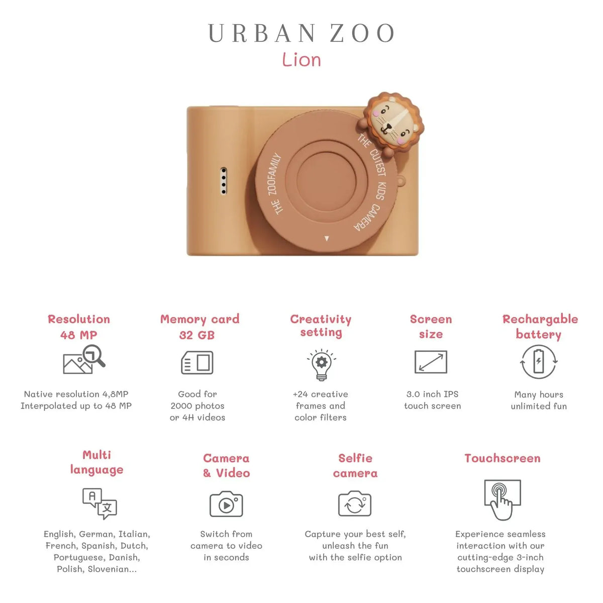 Kinder-Kamera C5 - Urban Zoo Löwe - nila kids