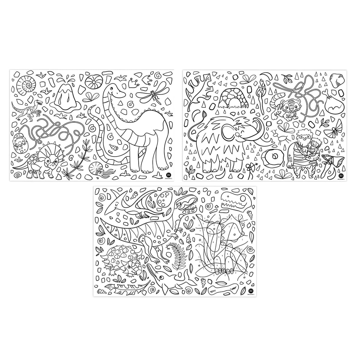 12 Platzsets zum Ausmalen Motiv Dino