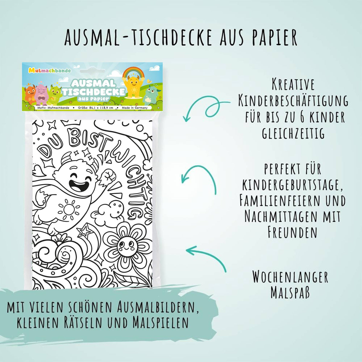 Ausmal-Tischdecke aus Papier "Mutmachbande" - nila kids