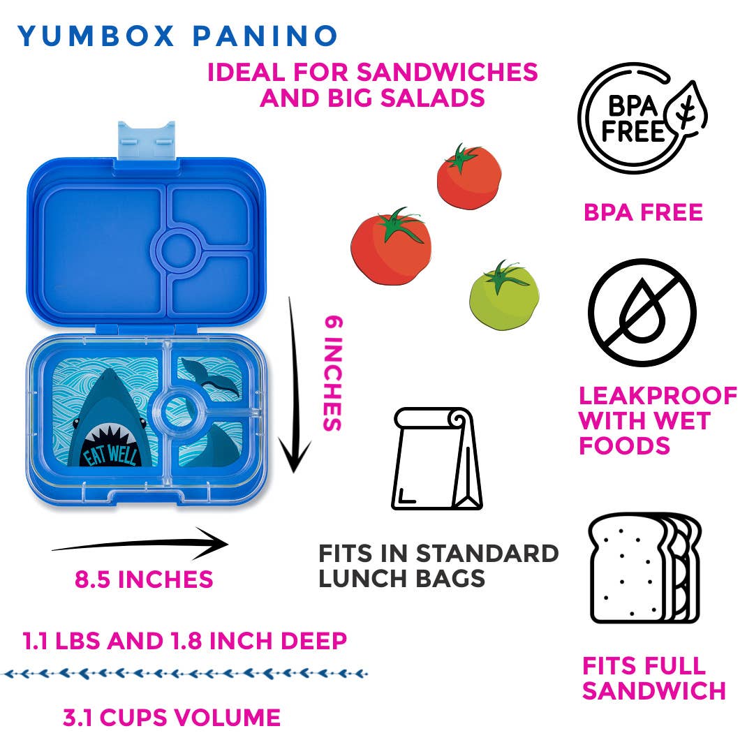 Auslaufsichere Bento Box, Surf Blue Shark Tray - nila kids