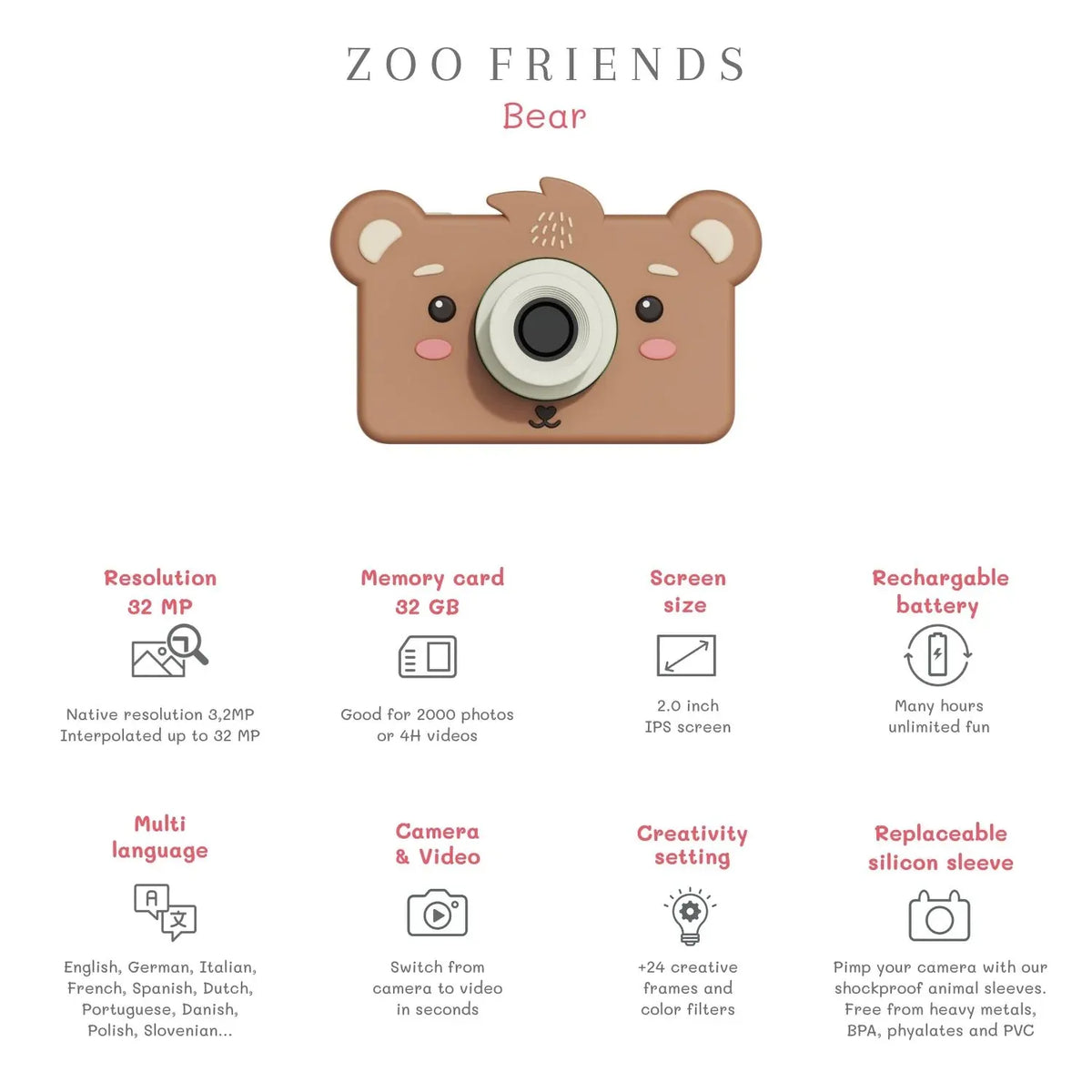 Kinder-Kamera C1 - Zoo Friends Bär