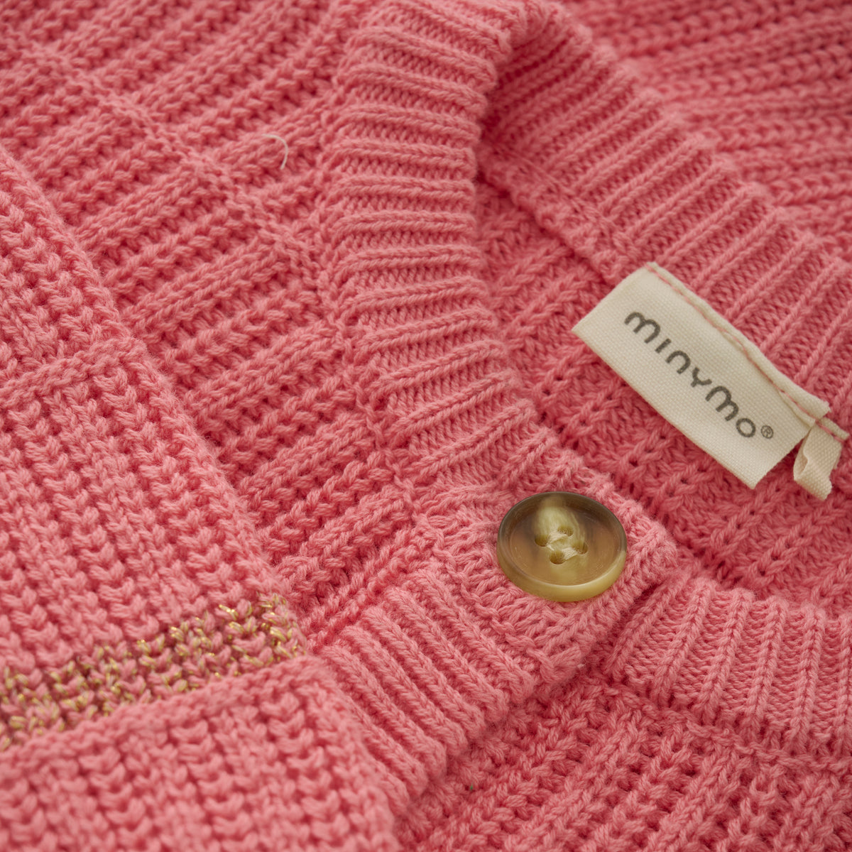Minymo Strickjacke – rosa mit Glitzerakzent