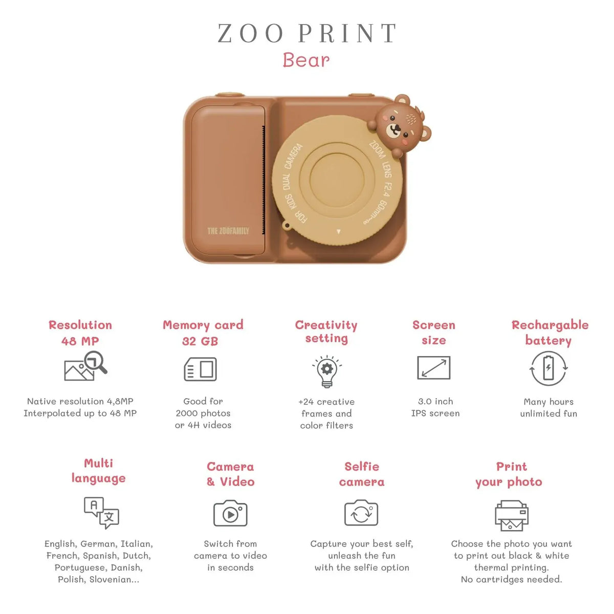Kinder-Kamera  P2- Zoo Print Bär