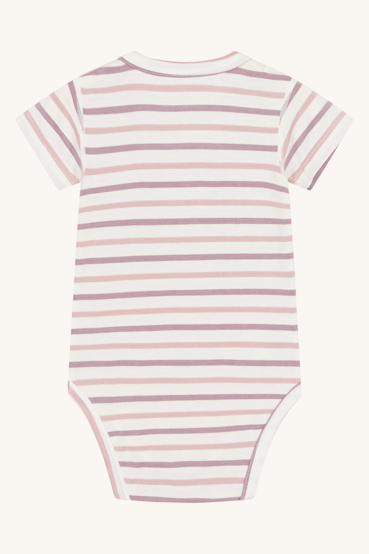 Kurzarm-Body aus Bambus – zart gestreift in Rosa - nila kids