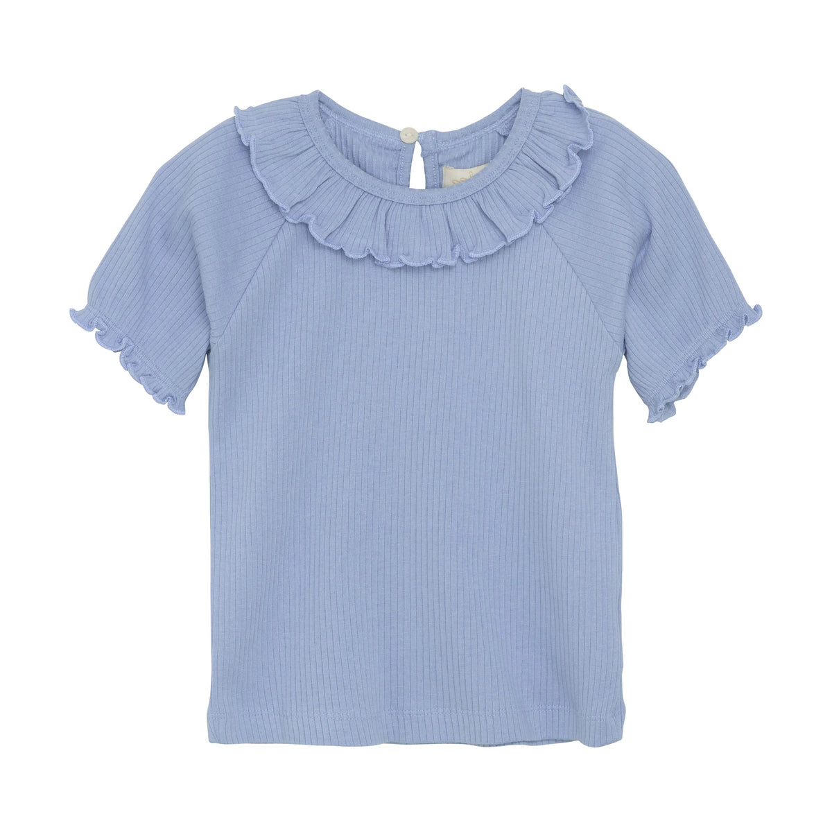 Baby T-Shirt mit Rüschenkragen – Hellblau, weich & bequem