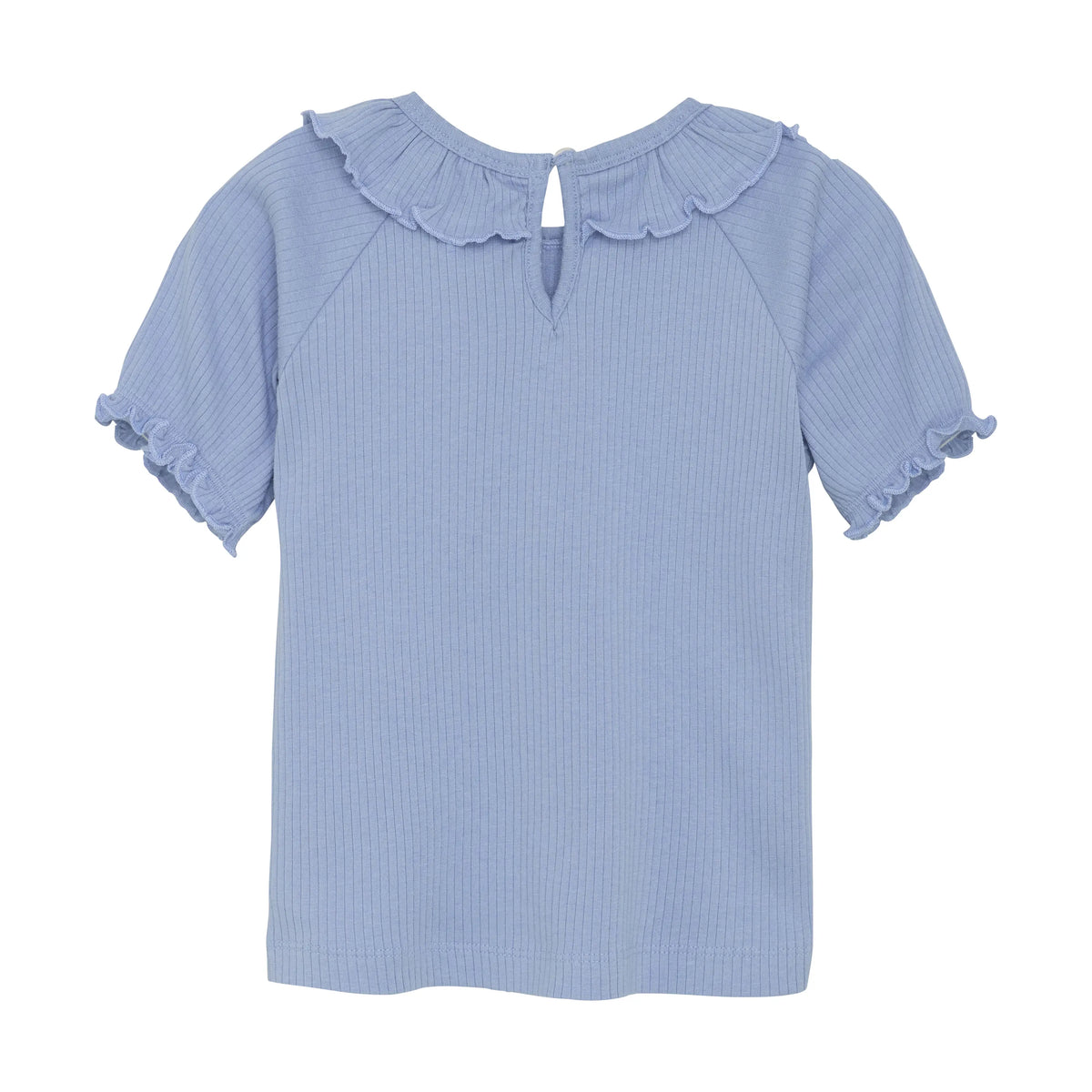 Baby T-Shirt mit Rüschenkragen – Hellblau, weich & bequem