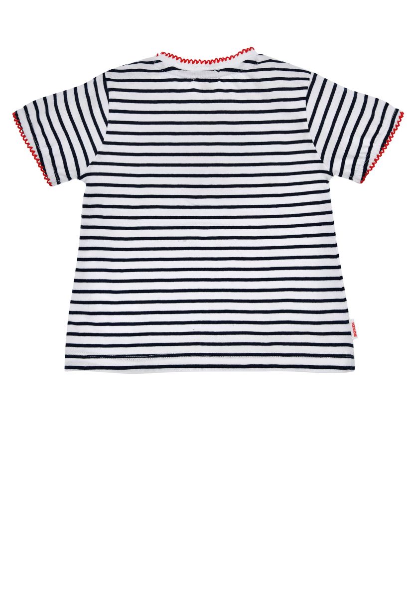 T-Shirt „Kirsche“ geringelt – navy/white | 100 % Baumwolle, romantisch & verspielt