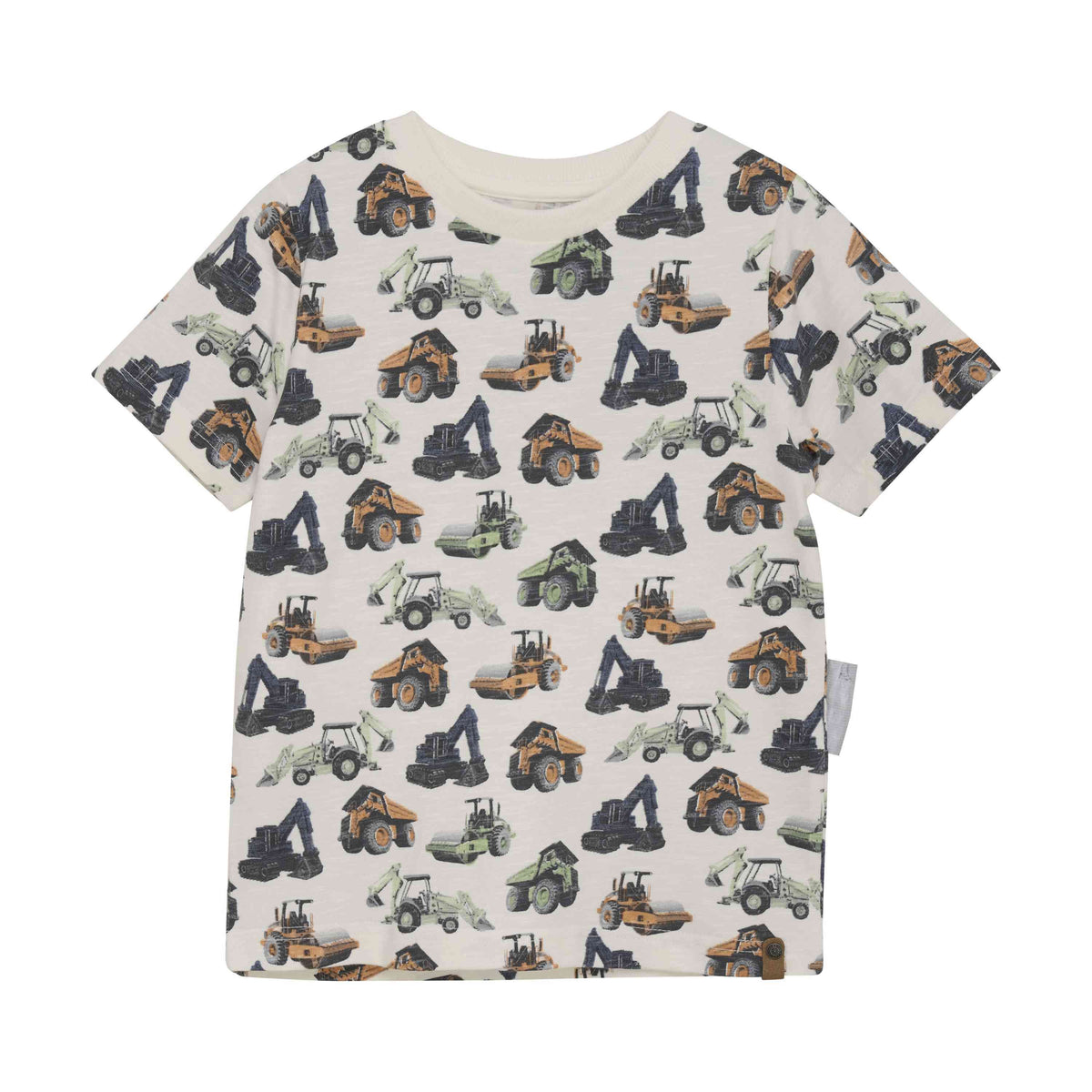 T-Shirt Junge weiss mit Baustellenfahrzeug