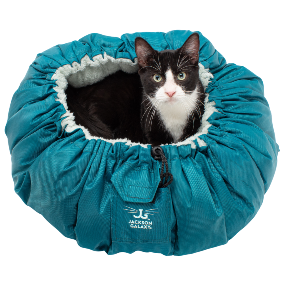 Cama para gatos convertible en forma de almeja