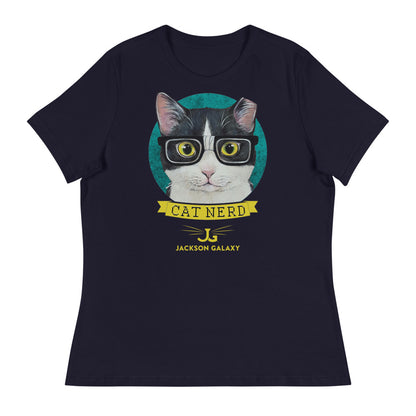 Camisa holgada de mujer: CAT NERD (diseño turquesa)